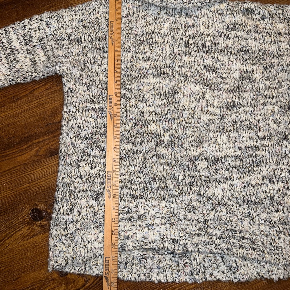 Lou & Grey LOFT Oversized Cowl Neck Chunky Acrylic Gray, Cream Sweater Size M/L - Picture 14 of 14